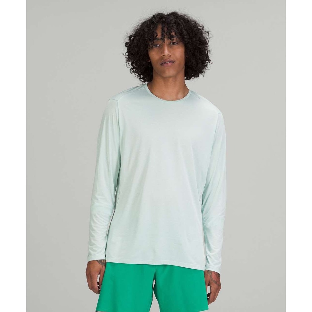 Lululemon Fast and Free Long Sleeve Shirt Heathered Delicate Mint Mens Large